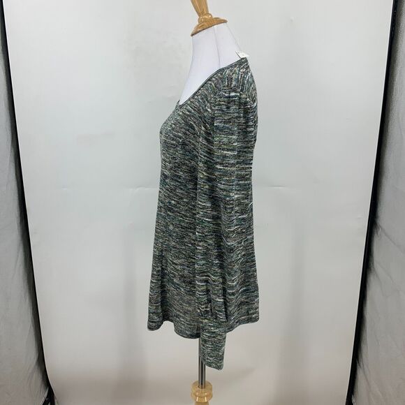 Status by Chenault Space Dye Top Womens M Medium Puff Sleeves Flare Sweater - Picture 5 of 11